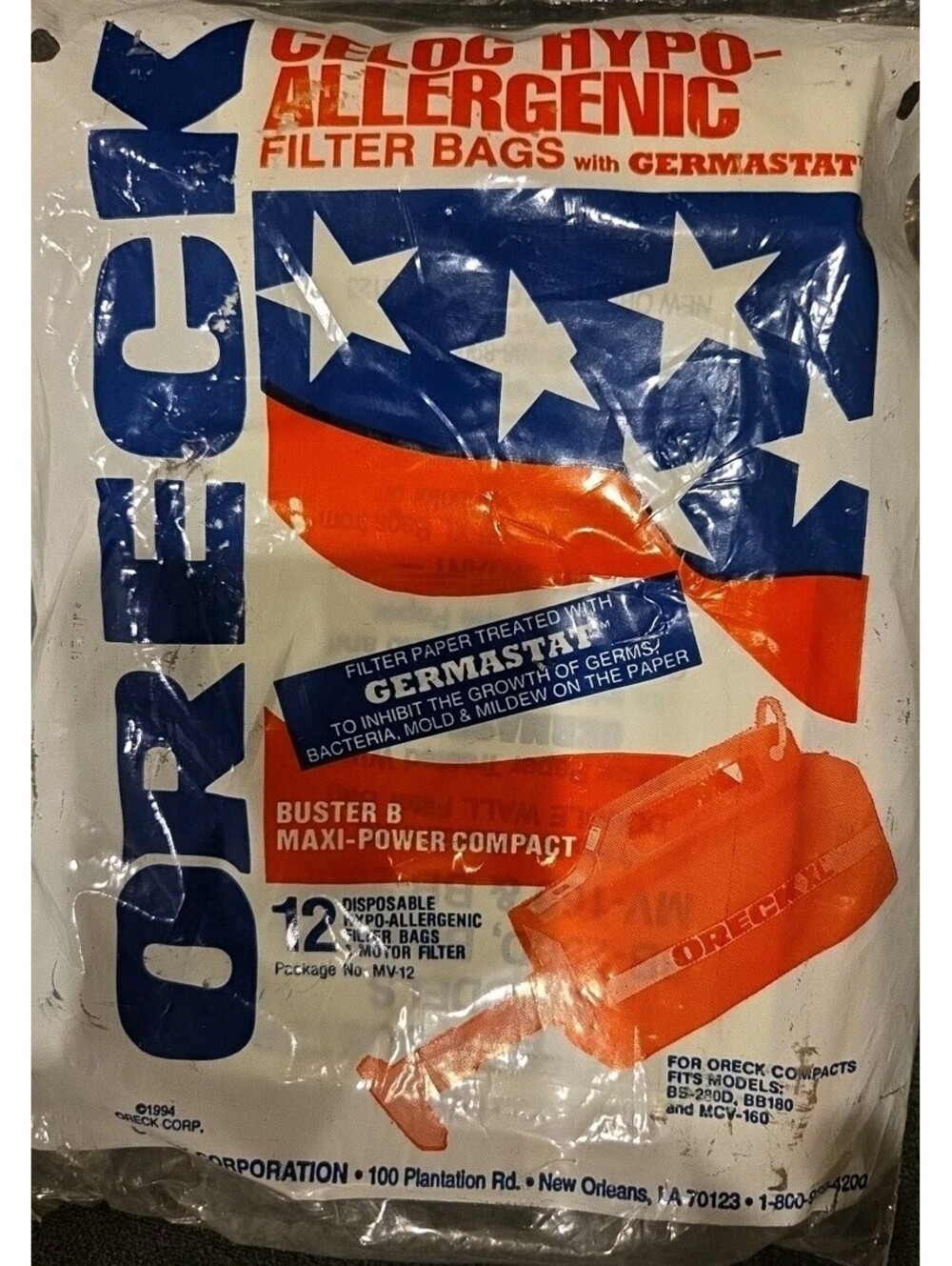 ORECK Hypo-Allergenic Vacuum Filter Bags Buster B XL Maxi Power Compact 12pk NEW